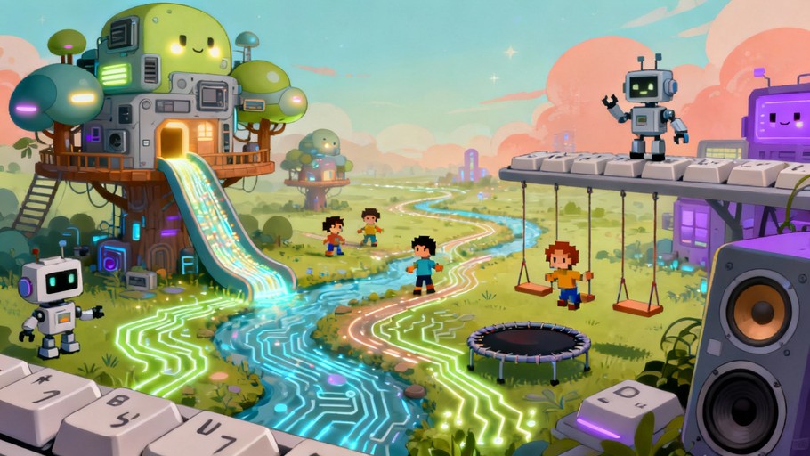 Free Digital Playground Paradise Image - Technology, Robots, Children ...
