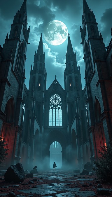Free Moonlit Gothic Cathedral Image - Gothic, Cathedral, Moon ...