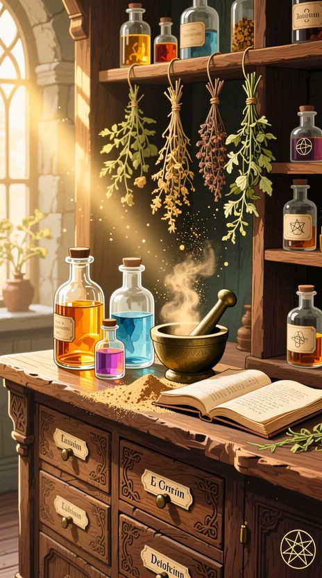 Free Mystical Apothecary Counter Image - Apothecary, Herbs, Potions ...