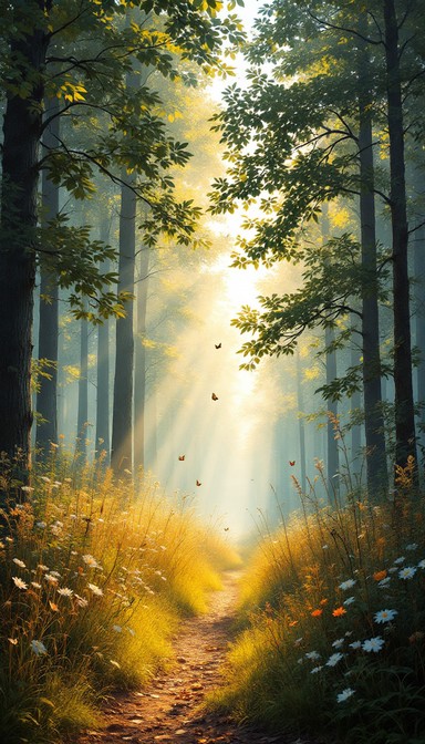 Free Golden Forest Path Image - Forest, Sunbeams, Path | Download at ...