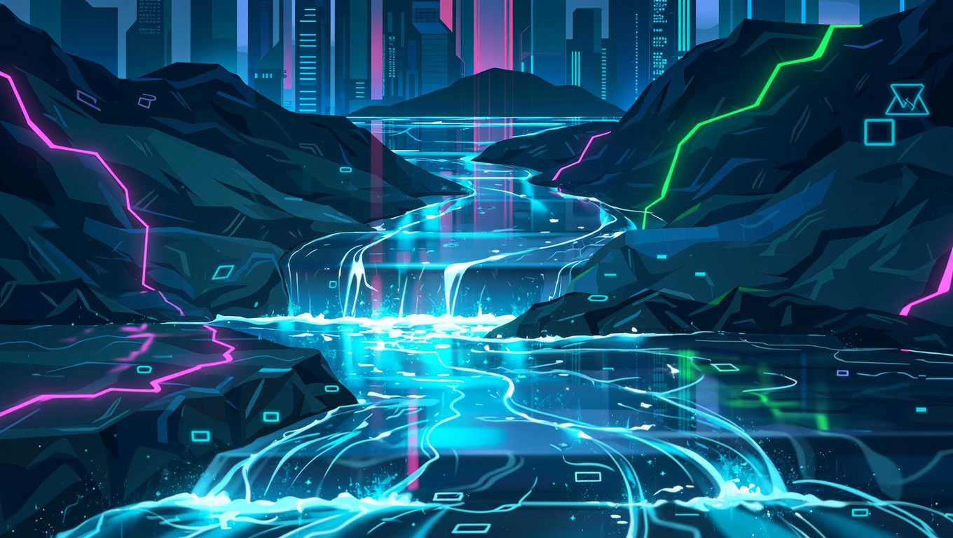 Free Digital Data River Image - Cyberpunk, Digital, Neon | Download at ...