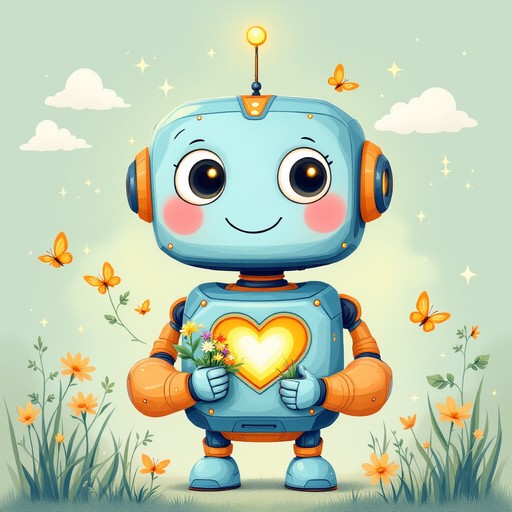 Free Friendly Robot Meadow Image - Robot, Kawaii, Illustration ...