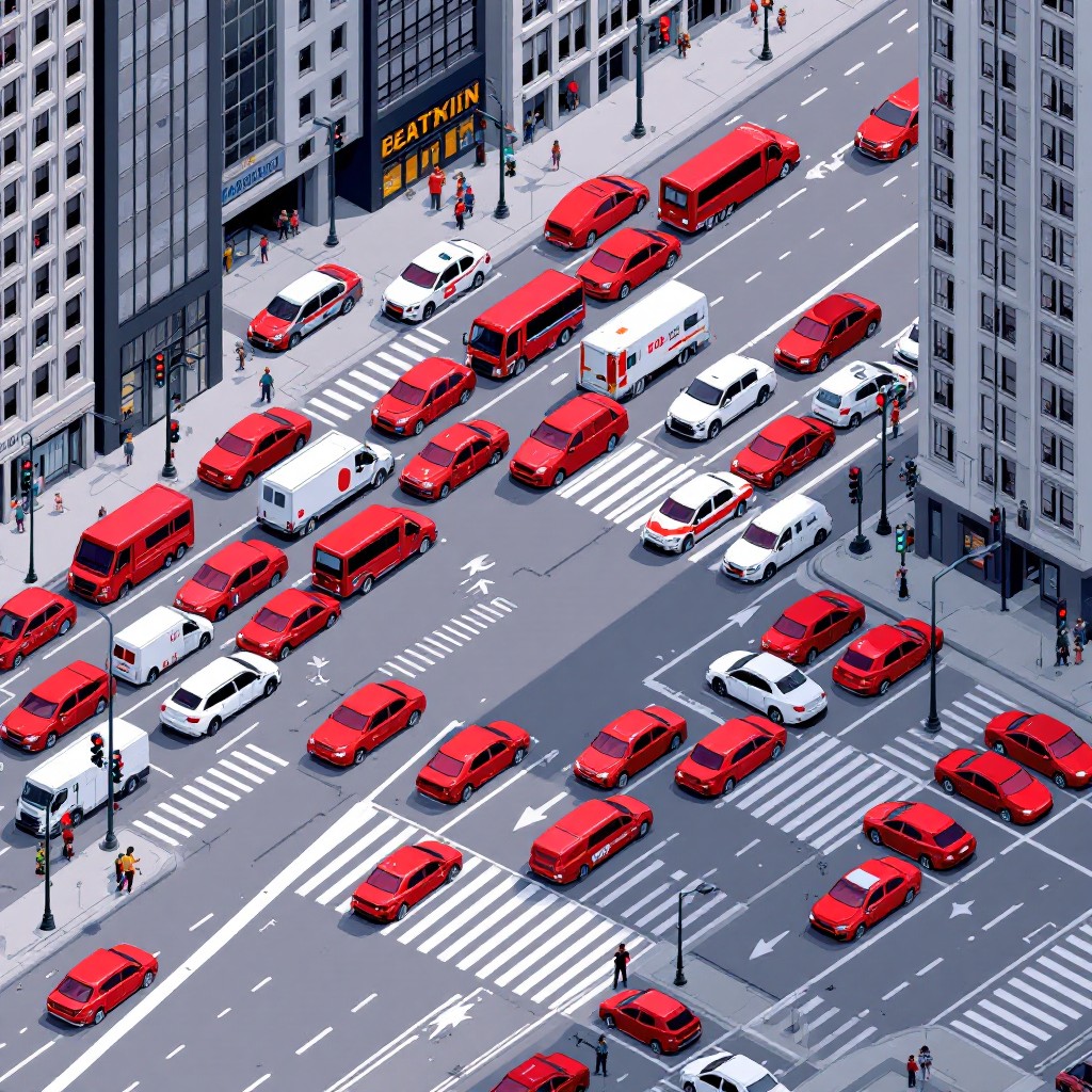 Free Gridlocked Urban Intersection Image Traffic, Urban, Intersection