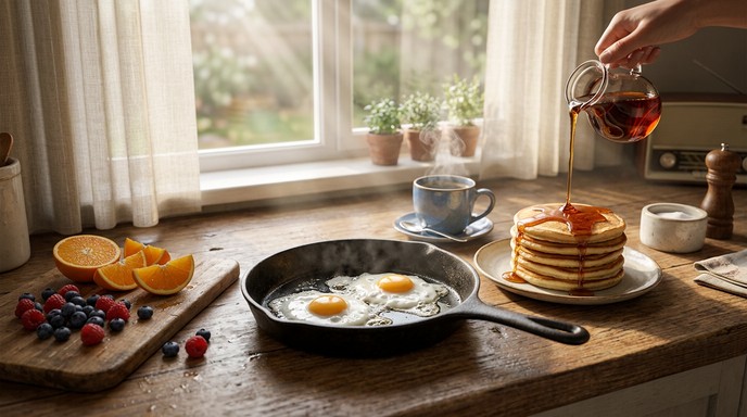Free Morning Breakfast Bliss Image - Breakfast, Kitchen, Pancakes ...