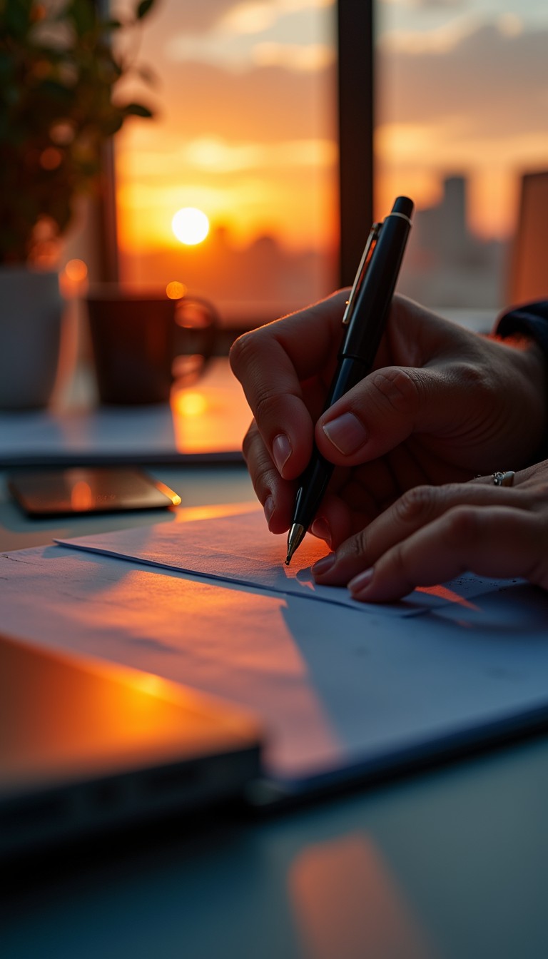 Free Golden Hour Writing Image - Writing, Sunset, Productivity ...