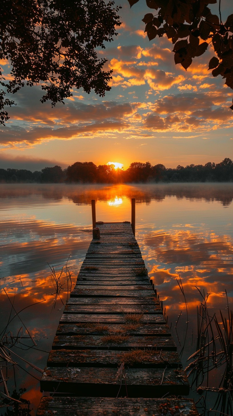 Free Sunset Lake View Image - Sunset, Lake, Pier | Download at StockCake