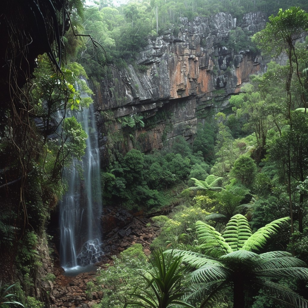 Free Majestic Waterfall View Image - Waterfall, Forest, Cliff ...