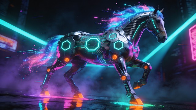 Free Cybernetic Horse Warrior Image - Cybernetic, Horse, Neon ...