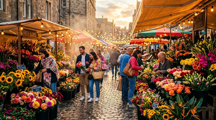 Free Golden Flower Market Image - Market, Flowers, Sunset | Download at ...