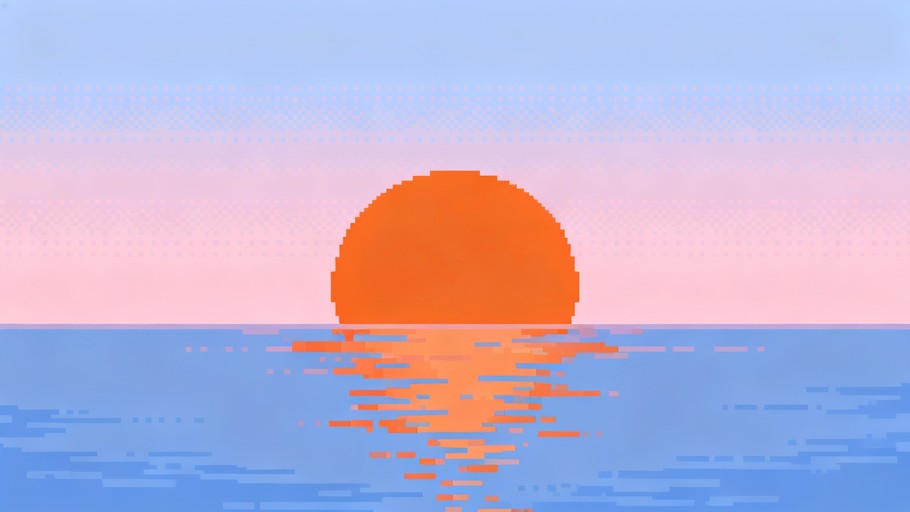 Free Pixel Ocean Sunrise Image - Sunrise, Pixel, Minimalist | Download ...