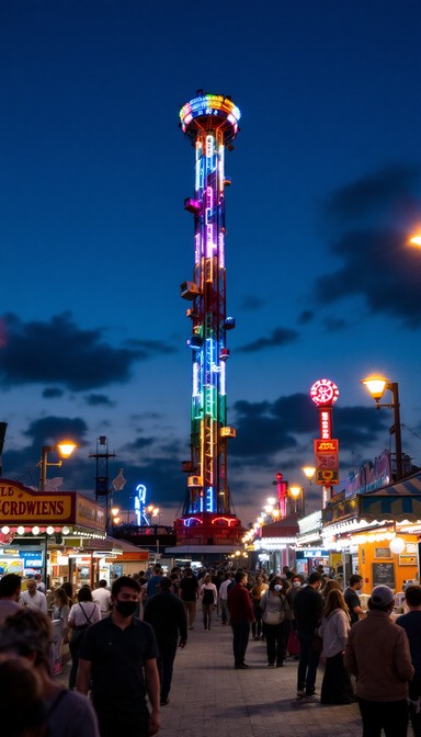 Free Illuminated Fairground Ride Image - Fairground, Neon, Lights ...