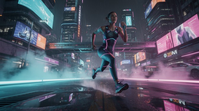 Free Neon Rain Runner Image - Cyberpunk, Neon, Rain | Download at StockCake