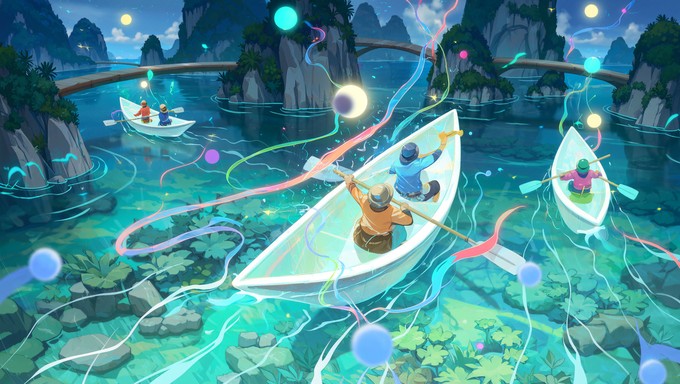 Free Glowing Aquatic Fantasy Image - Fantasy, Surreal, Paddlers ...
