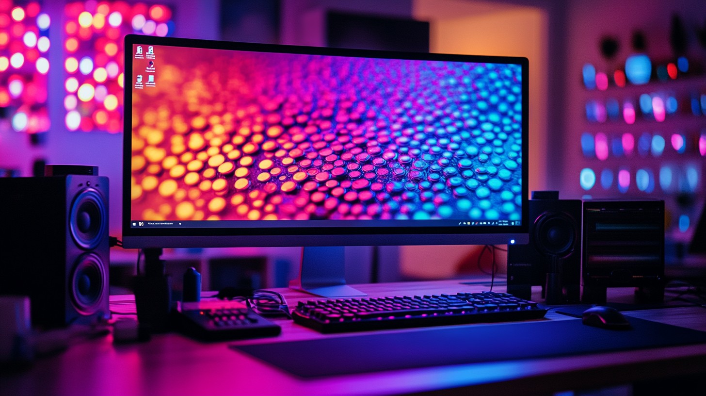 Free Vibrant workstation setup Image - Technology, Neon, Computer ...