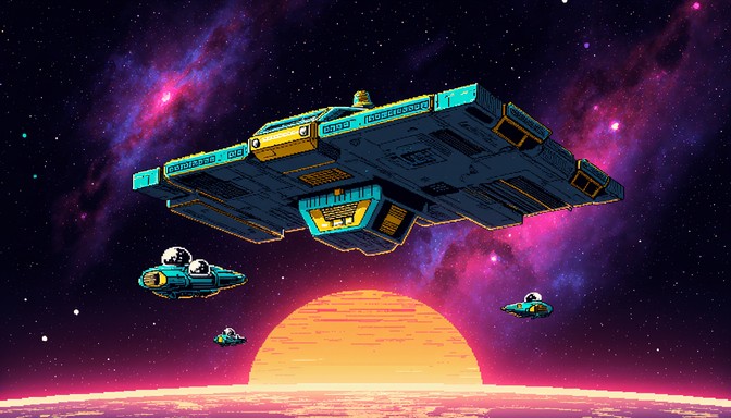 Free Retro Space Station Image - Spaceship, Nebula, Pixel | Download at ...