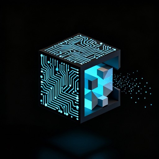 Free Glowing Tech Cube Image - Cube, Circuit, Data | Download at StockCake