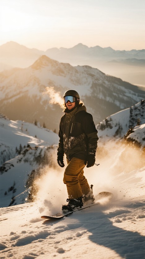 Free Sunset Slope Ride Image - Snowboarding, Mountains, Winter ...