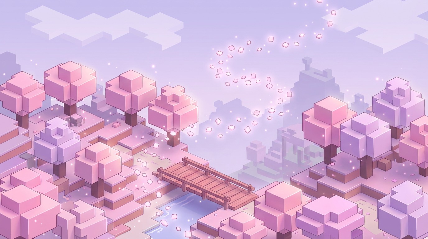 Free Pixelated Cherry Paradise Image - Minecraft, Voxel, Isometric ...