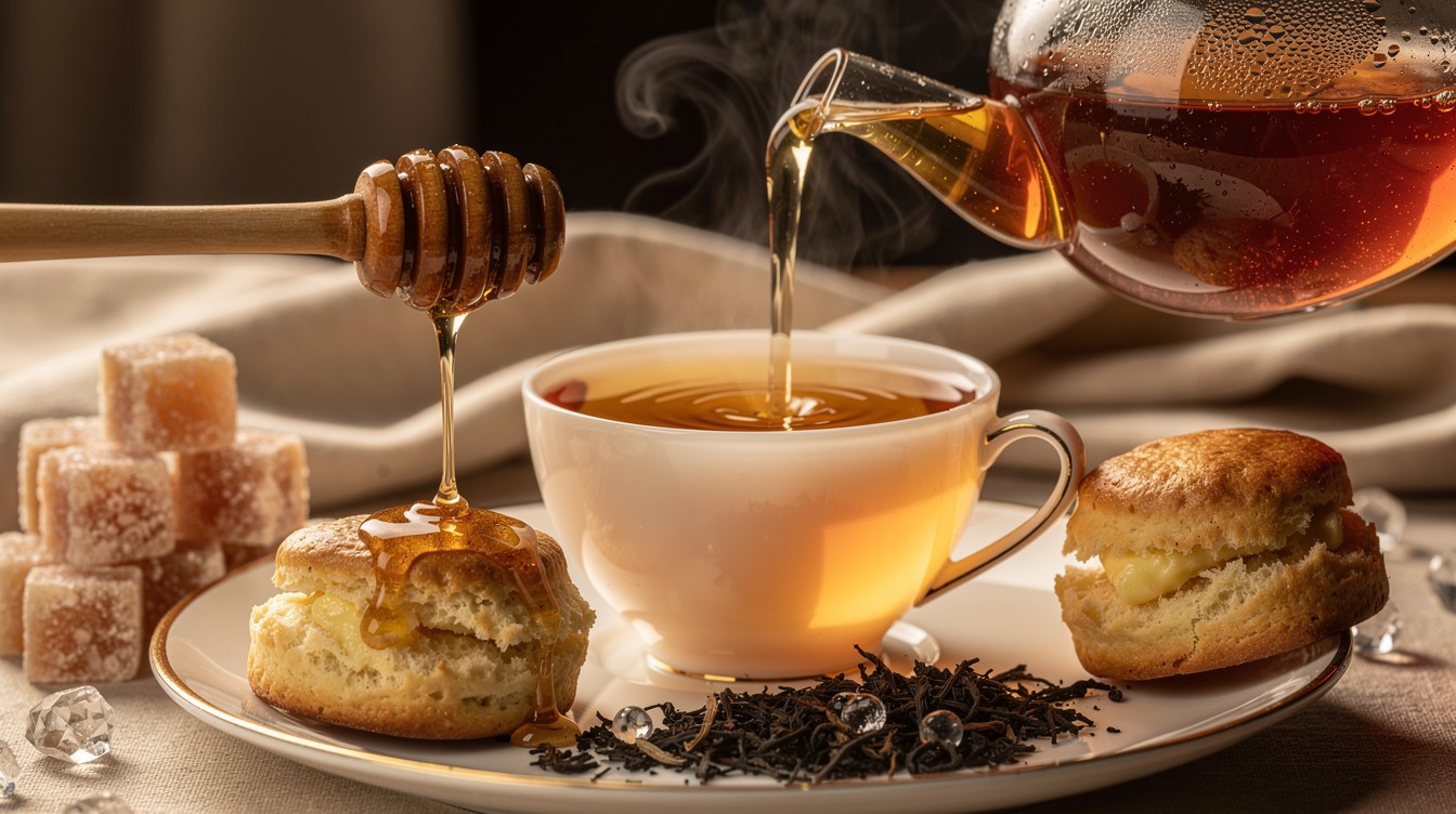 Free Golden Tea Moment Image - Tea, Scones, Honey | Download at StockCake