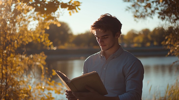 Man Spring Reading Free Man reading outdoors Image - Reading, Man, Lake | Download at ...