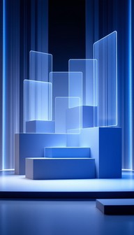 Free Floating Blue Platforms Image - Minimal, Geometric, Blue ...