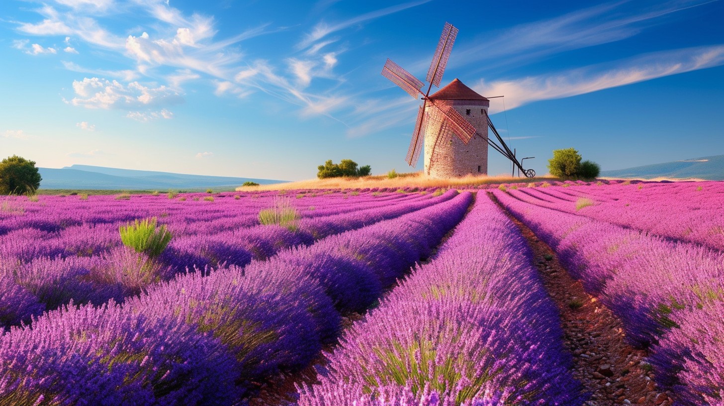 Free Lavender Fields Windmill Image - Lavender, Windmill, Fields ...