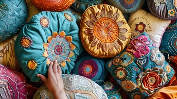 Free Colorful Cushion Collection Image - Pillows, Colors, Embroidery ...
