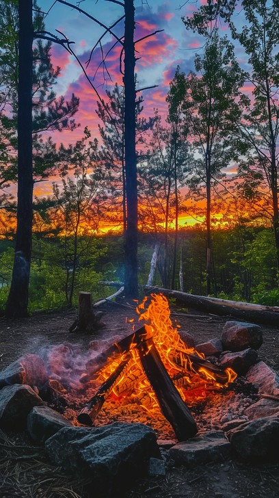 Free Fiery Sunset Campfire Image - Campfire, Sunset, Forest | Download ...