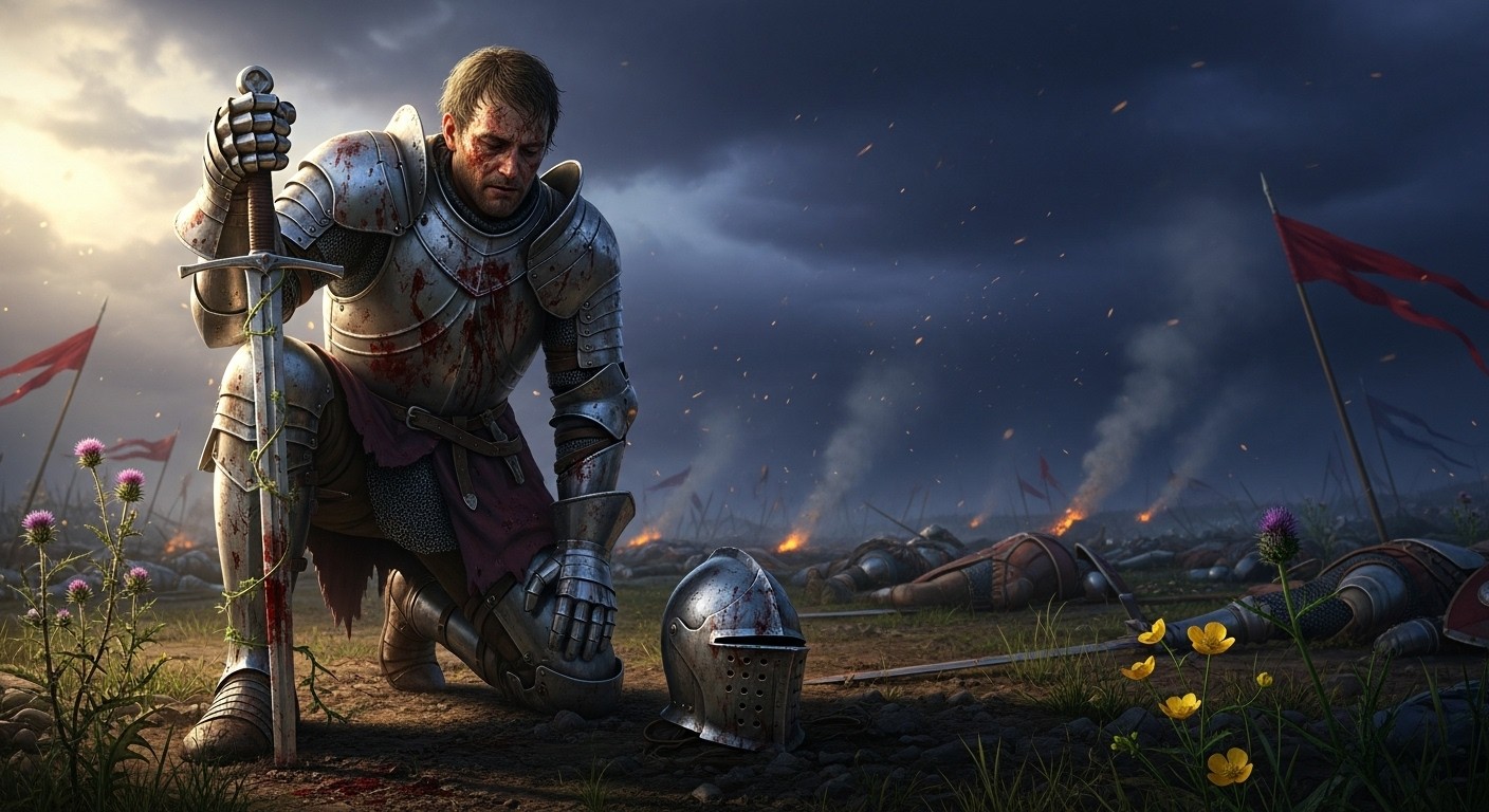 Free Knight's Solemn Defeat Photo - Knight, Battlefield, Dusk ...