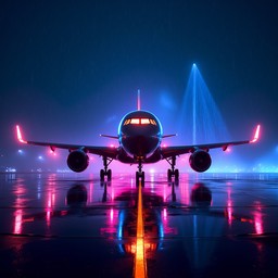 Free Neon Runway Reflection Image - Airplane, Neon, Cyberpunk ...
