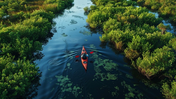Free Serene River Kayaking Image - Aerial, River, Kayaks | Download at ...