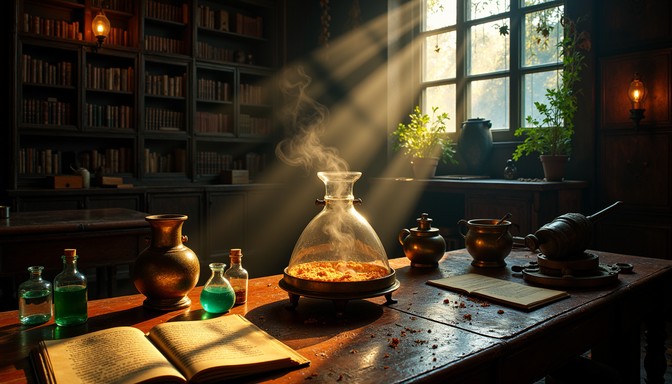 Free Alchemist's Golden Moment Image - Alchemy, Magic, Laboratory ...