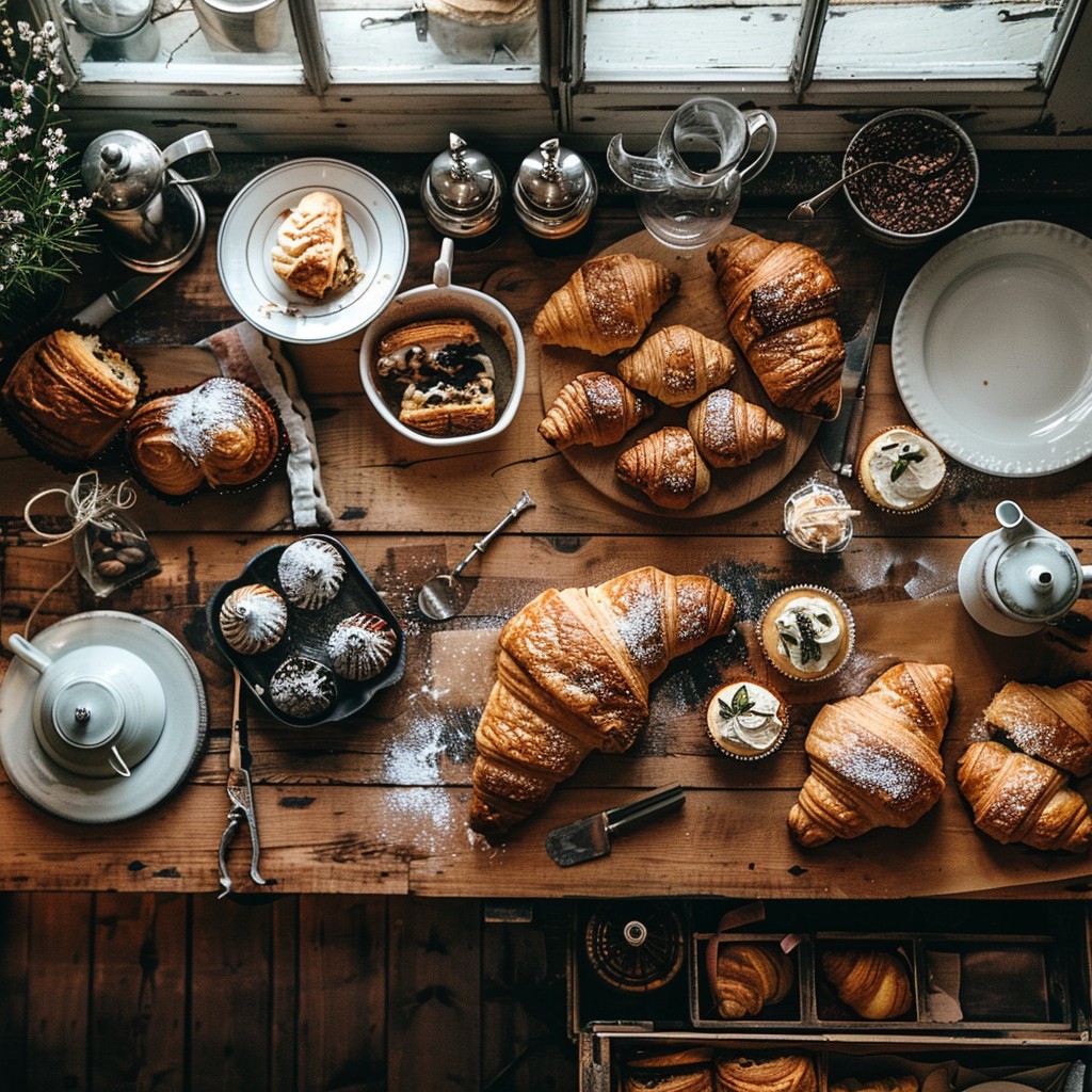 Rustic Breakfast Image Free Rustic Breakfast Spread Image - Croissants, Breakfast, Rustic ...