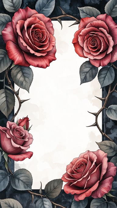 Free Gothic Rose Frame Image - Watercolor, Roses, Gothic | Download at ...