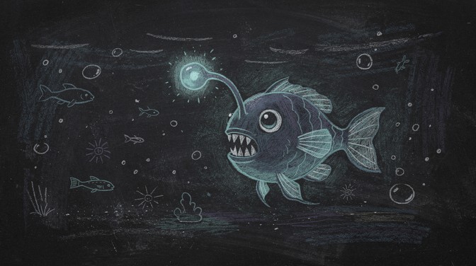 Abyss Fish Animation Free Glowing Abyss Creature Image - Anglerfish, Bioluminescent, Chalk ...