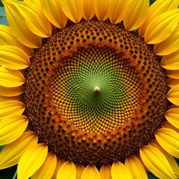 Sunflower Patterns Math Vibrant sunflower displaying nature's perfect mathematics through a ...