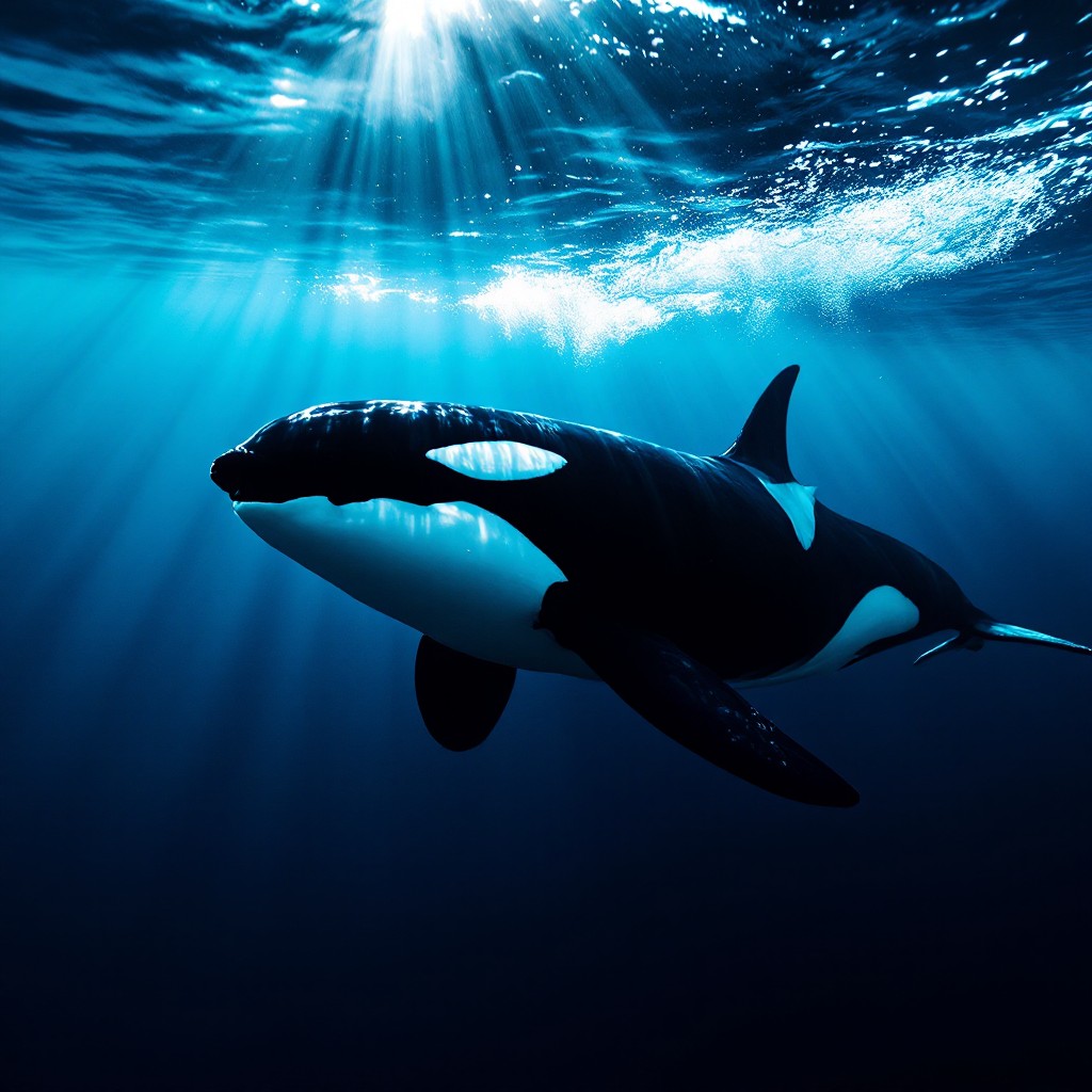Download Majestic Orca Swimming Image - Orca, Whale, Underwater | StockCake