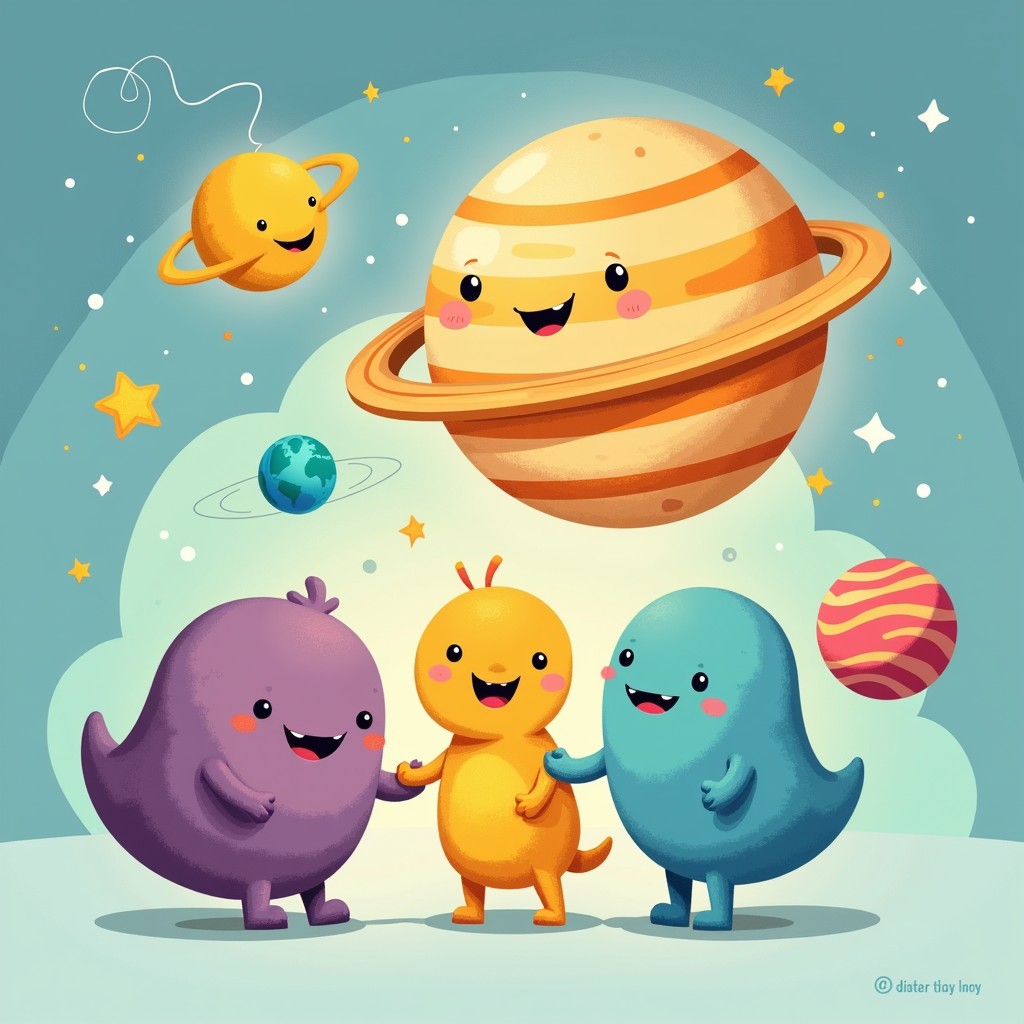Free Happy Planet Friends Image - Planets, Cute, Space | Download at ...