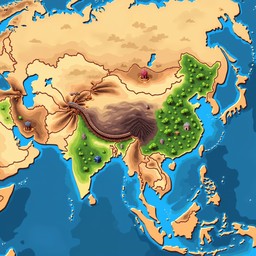 Download Asia Pixel Tapestry Image - Asia, Pixel, Map | StockCake