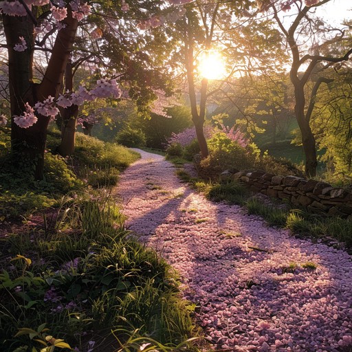 Sunlit Path In Springtime Free Sunlit Blossom Path Image - Sunset, Garden, Petals | Download at ...