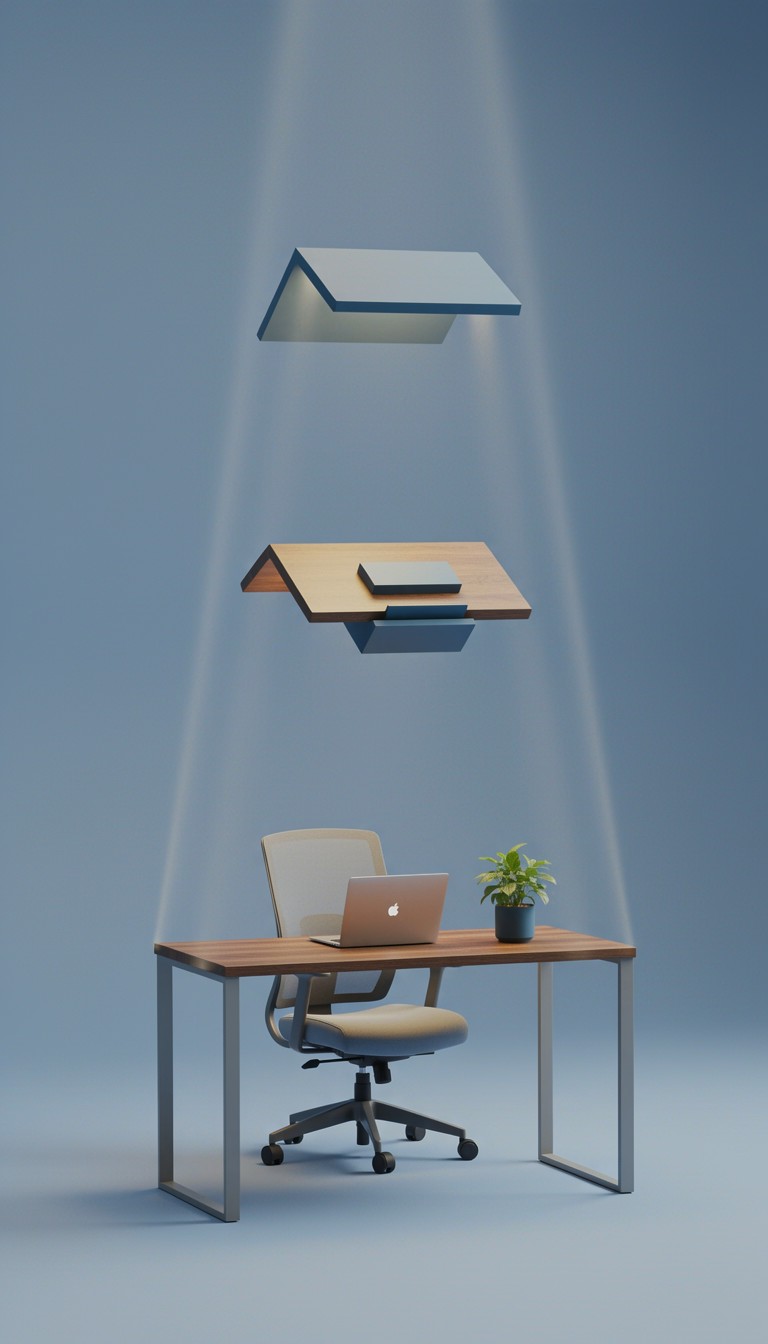 Working Station Design Floating Free Floating Workspace Design Image - Workspace, Floating, Minimal ...