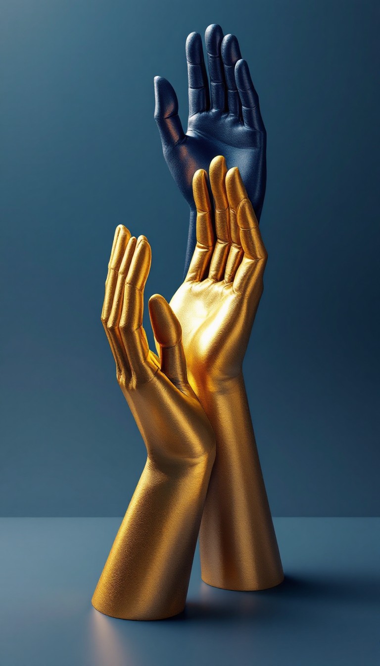 Free Ascending Golden Hands Image - Geometric, Metallic, Hands ...