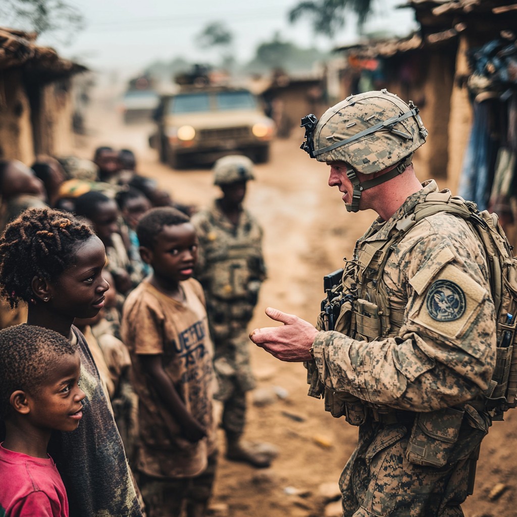 Free Soldier engaging children Image - Soldier, Children, Village ...