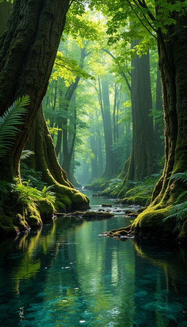 Free Enchanted Forest Stream Image - Forest, Stream, Sunbeams ...