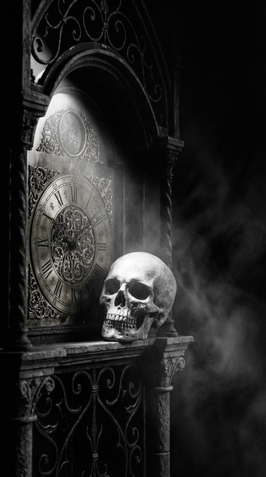 Free Time Meets Mortality Image - Skull, Clock, Gothic | Download at ...