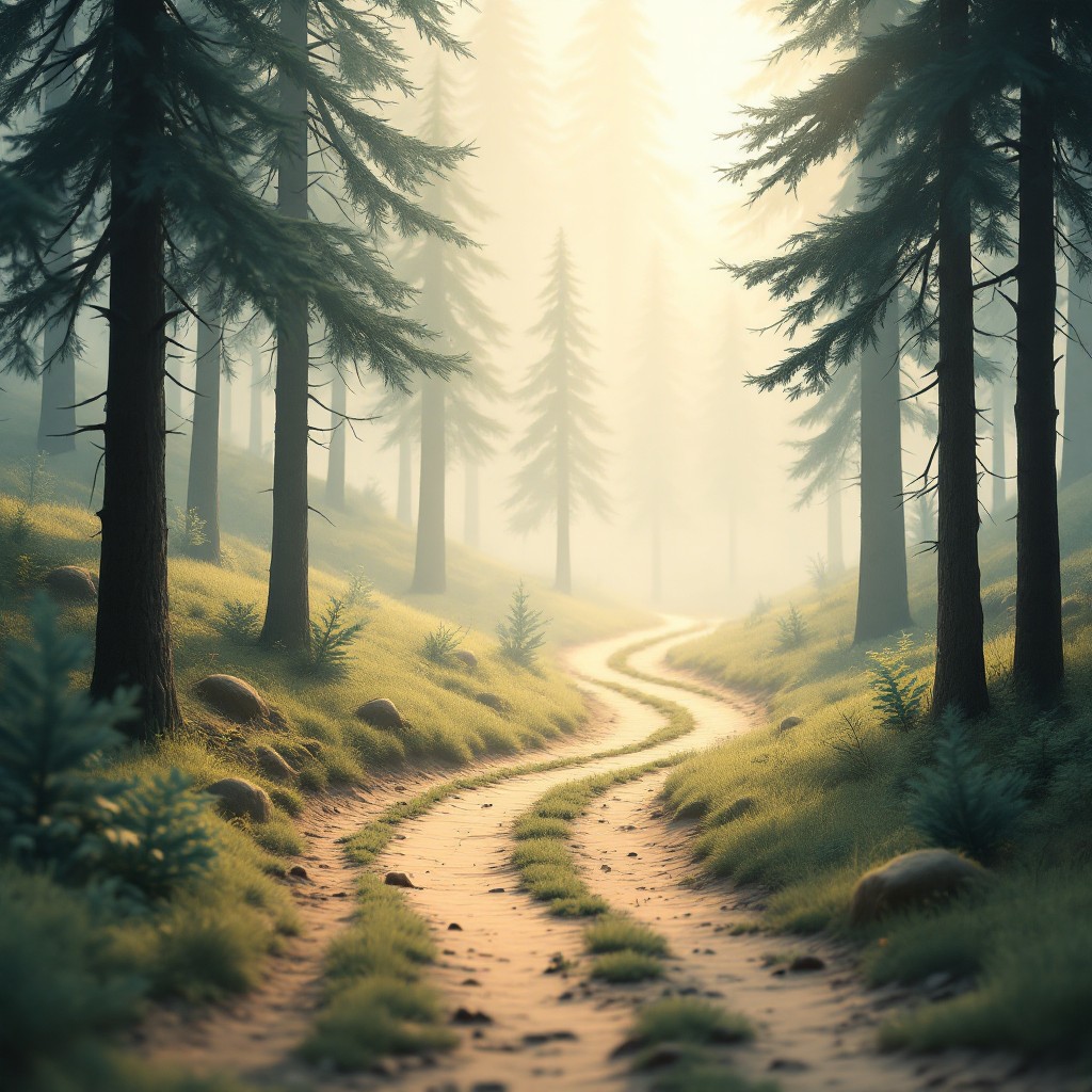 Free Misty Forest Path Image - Forest, Path, Misty | Download at StockCake
