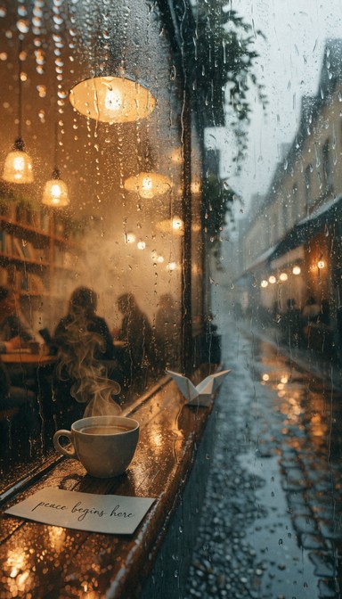 Free Rainy Cafe Serenity Image - Cafe, Rain, Cozy | Download at StockCake