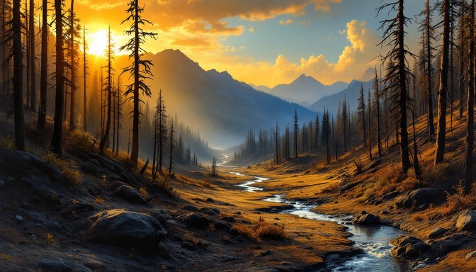 Pretty Wildfire Free Valley After Fire Image - Sunrise, Valley, Mountains | Download at ...