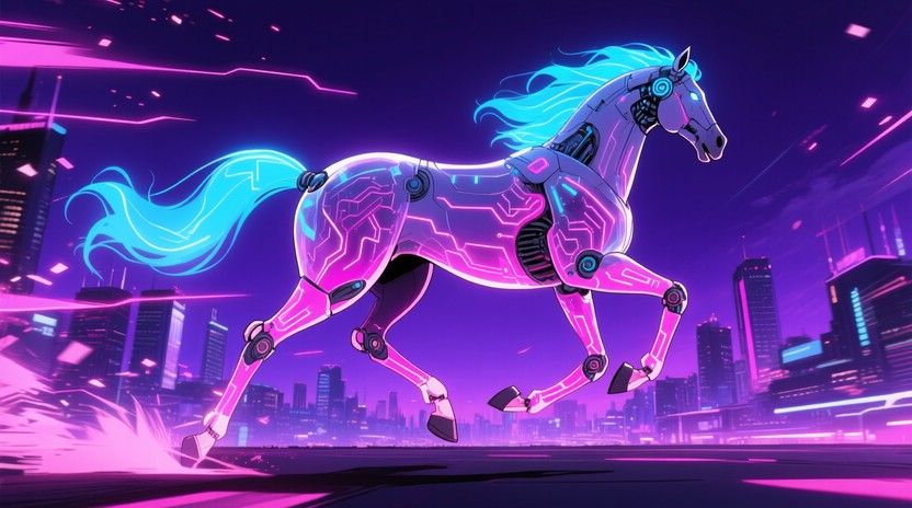 Free Neon Mechanical Stallion Image - Cyberpunk, Neon, Horse | Download ...