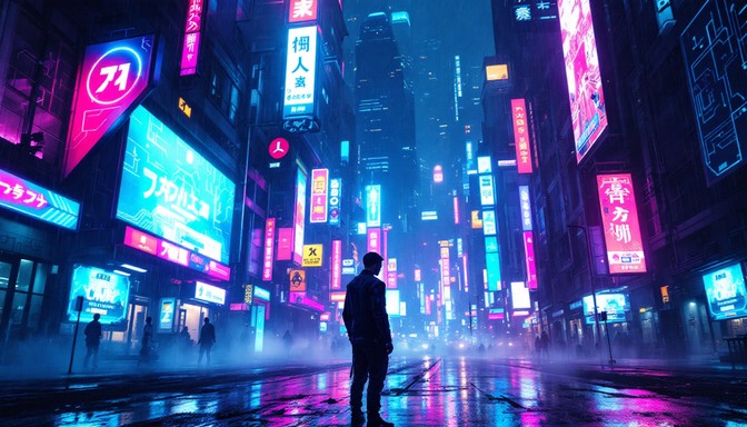 Neon Ai Works Free Neon Rain Walker Photo - Cyberpunk, Neon, Futuristic | Download at ...